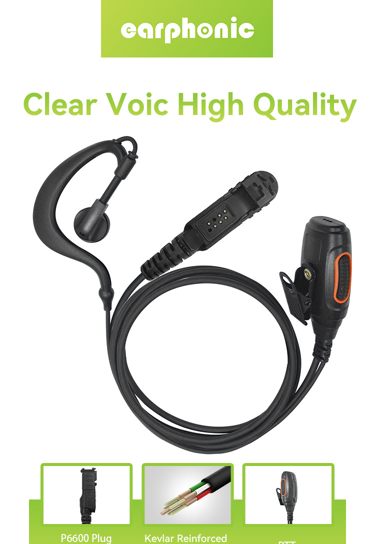 two way radio earphone with PTT for P6600 plug walkie talkie
